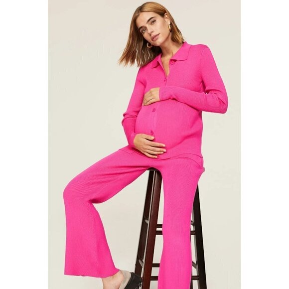 Emilia George Chelsea Maternity Pants in Pink Small Womens Knit Sweater Trousers - Picture 10 of 10